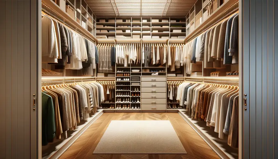 No intersecting hangers in walk-in closet