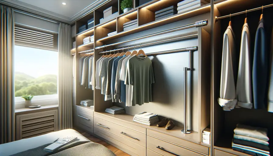 Valet rods in walk-in closet