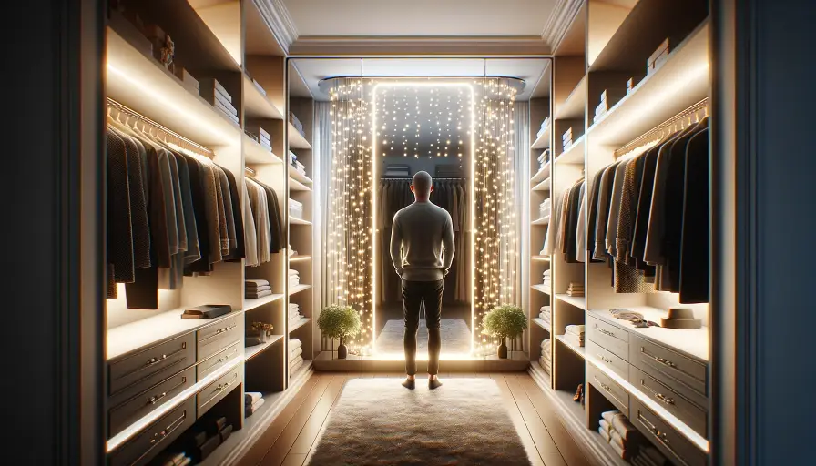 full-length mirror in walk-in closet