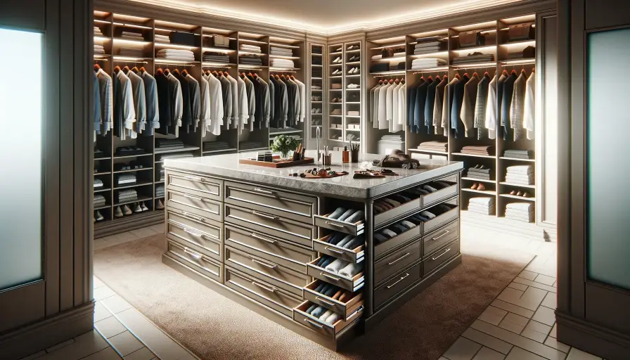 quick grab-and-dash items in the closet island