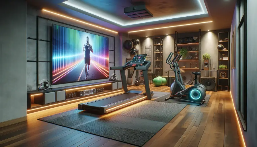 sound system and TV in home gym
