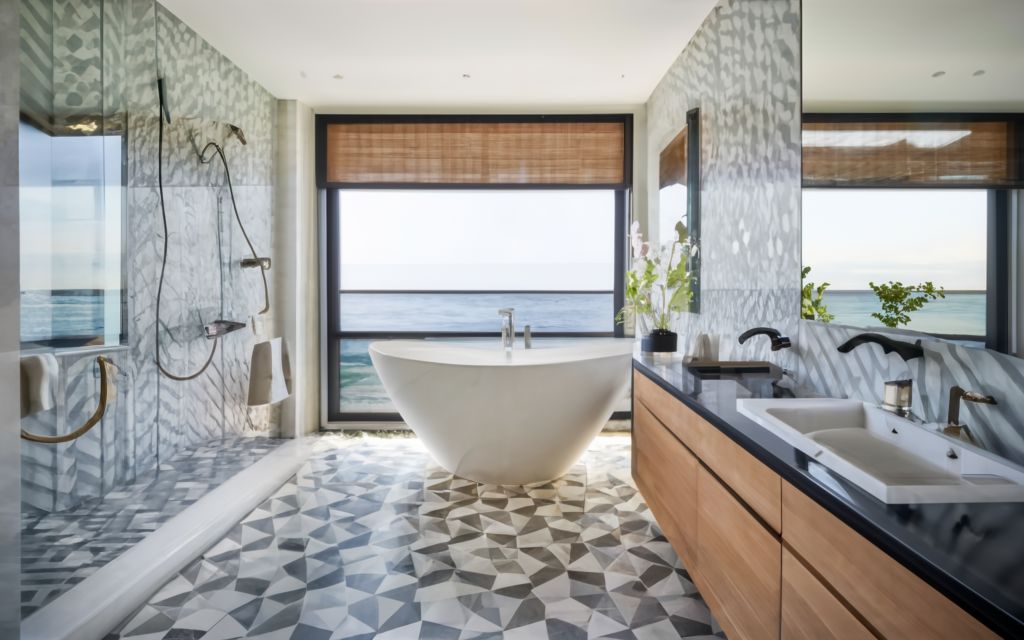 Beach house look with wavy tiles