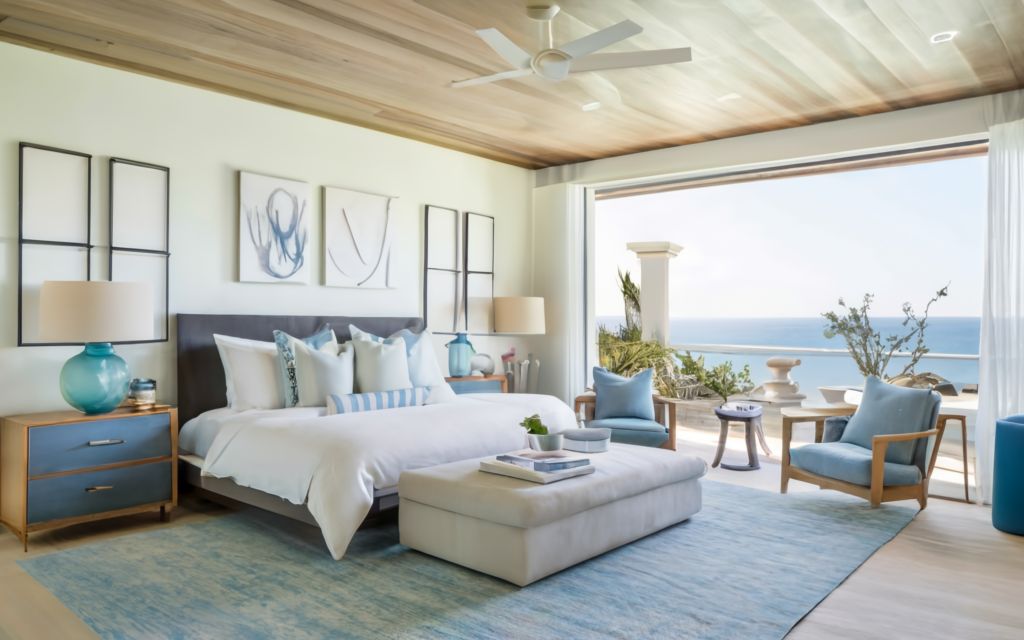 Blue and white bedroom color