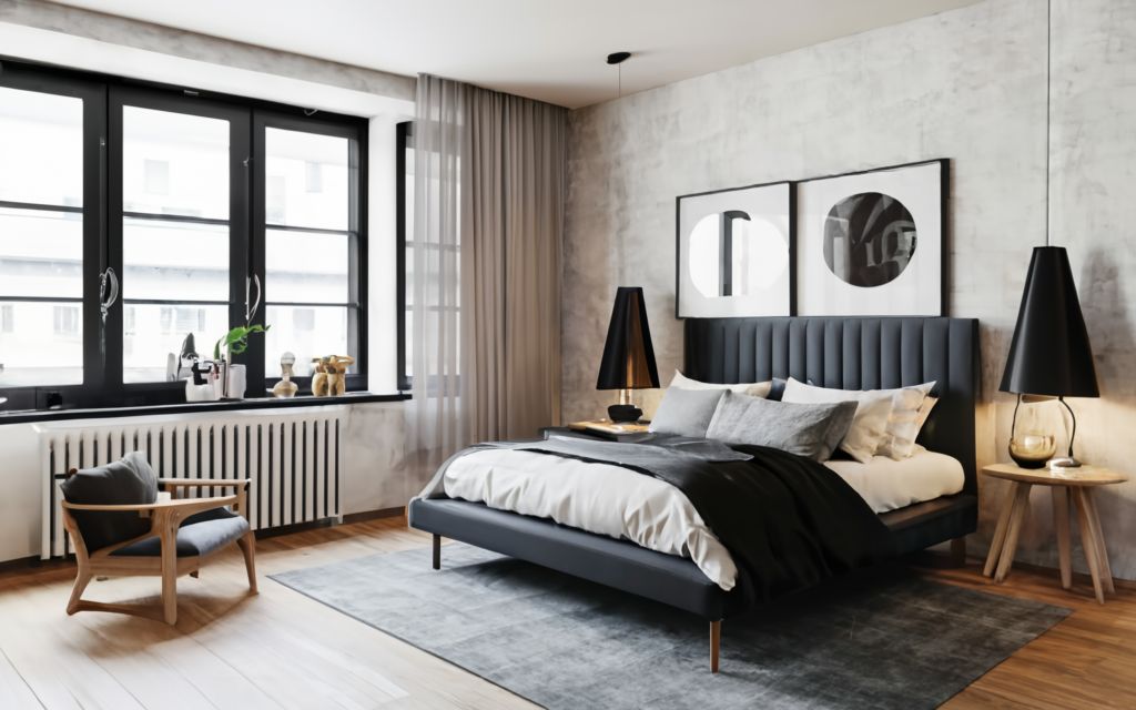 Black and white bedroom