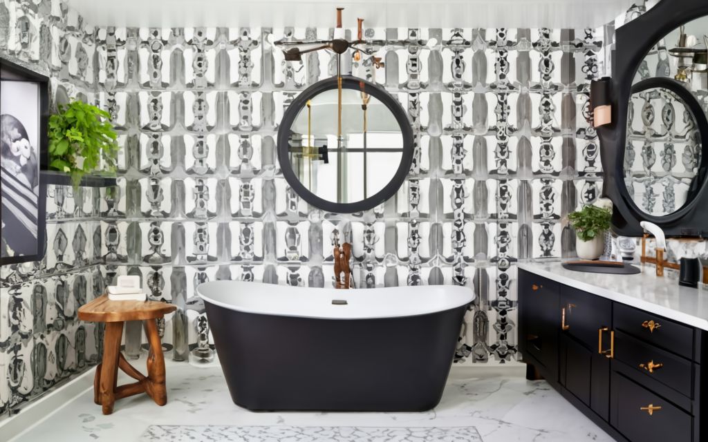Bold Graphic Bathroom Wallpaper