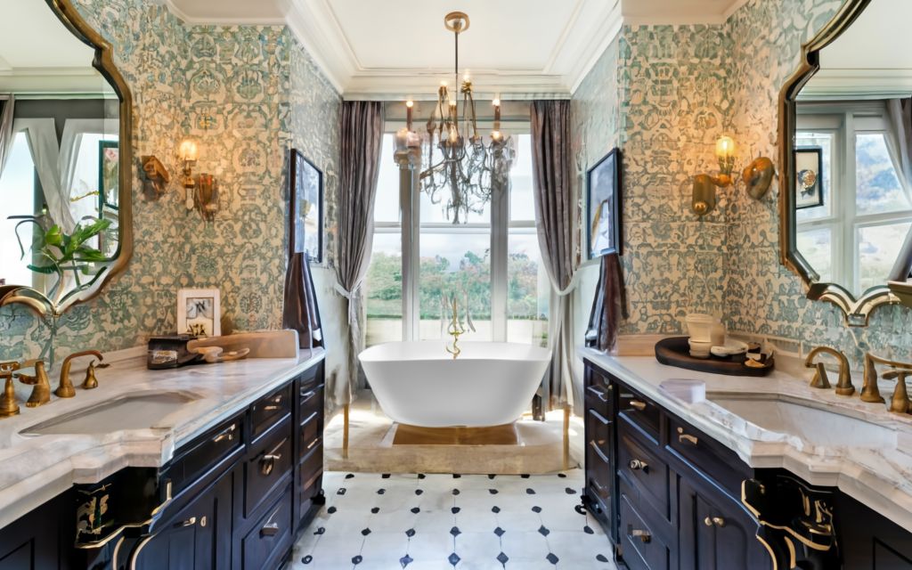 Damask Bathroom Wallpaper