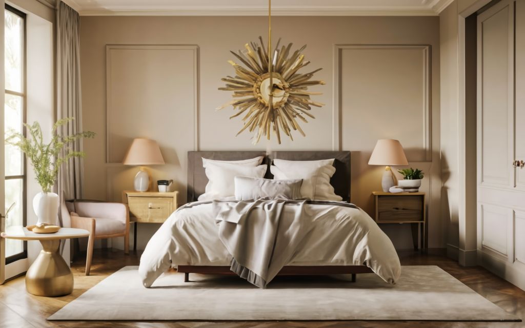 Mocha and ivory colored bedroom