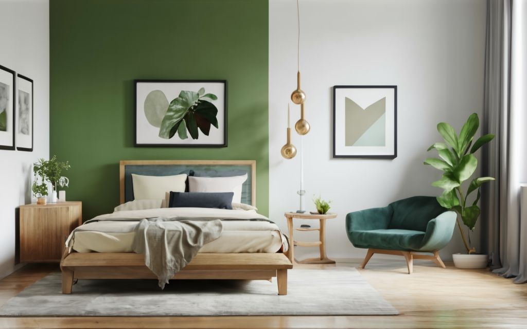 Mint green and white bedroom