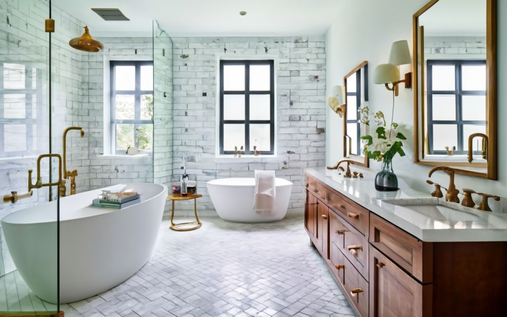 Whitewashed brick tile
