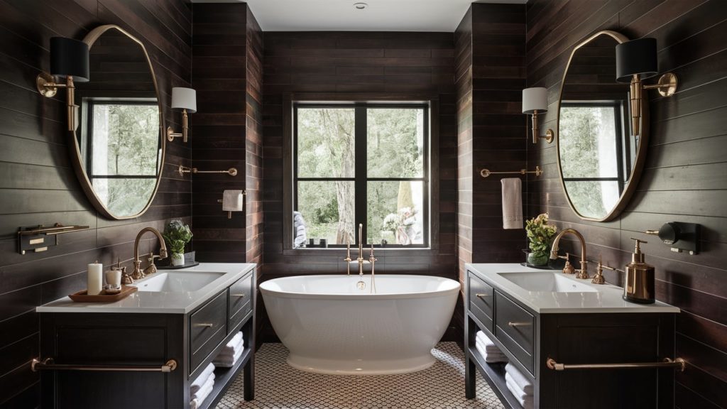 Dark Alcove Brown paint color swatch for bathroom