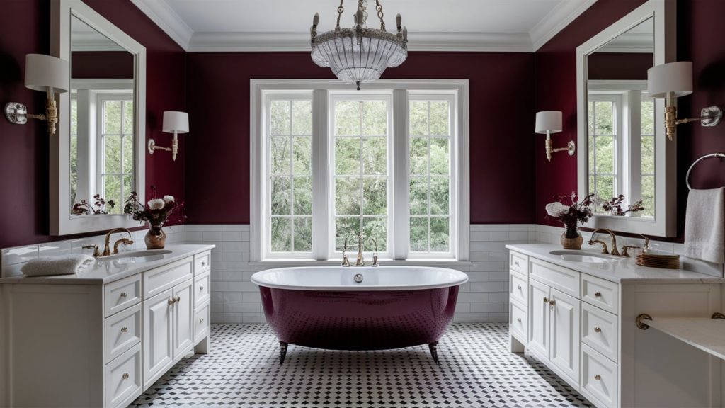 Rich burgundy and white color palette showcasing elegant and sophisticated design elements.