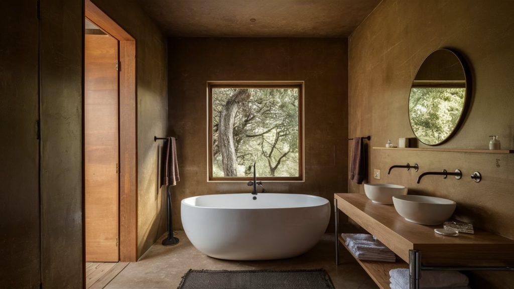 Close-up of Wabi Sabi Browns bathroom paint color