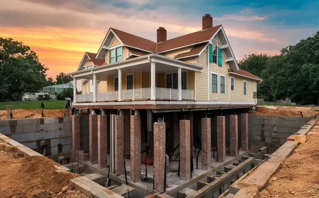 Reinforcing the New Foundation for lifted house