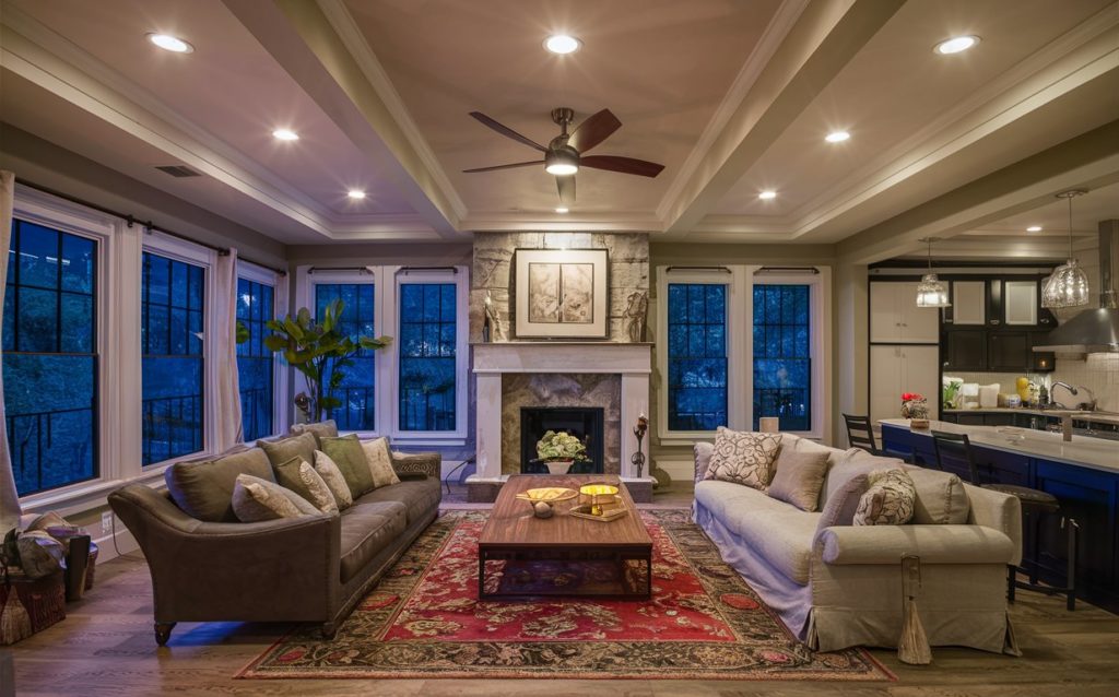 Recessed Lighting in specious living area