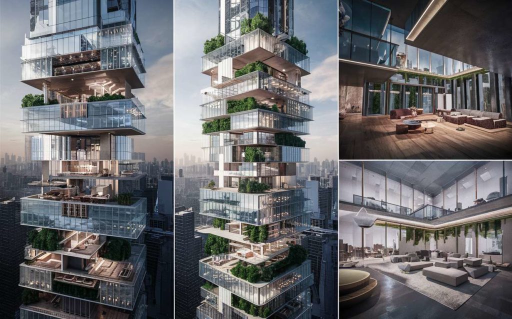 Verticle Office Skyscraper and its interiors