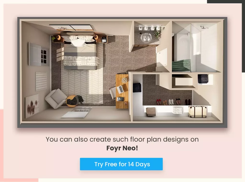 Bedroom render by Foyr Neo