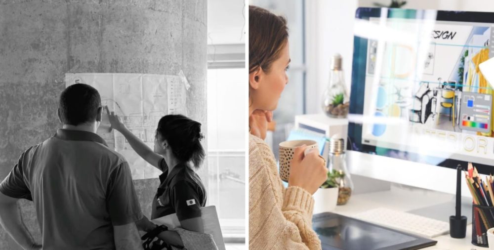 image showing the difference between online and traditional interior design service