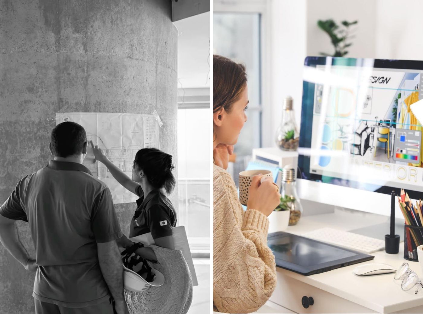 image showing the difference between online and traditional interior design service