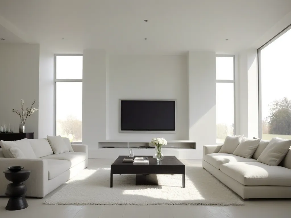 Modern living room with clean and fresh sunlight