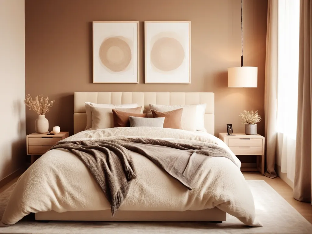 modern contemporary warm colored bedroom