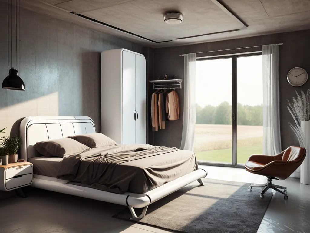 Minimalist modern bedroom with low-profile bed